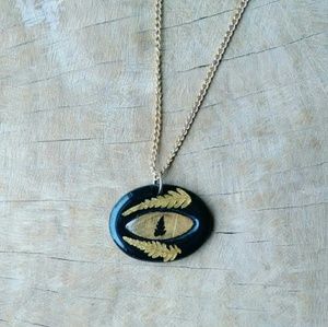 Real fern third eye necklace